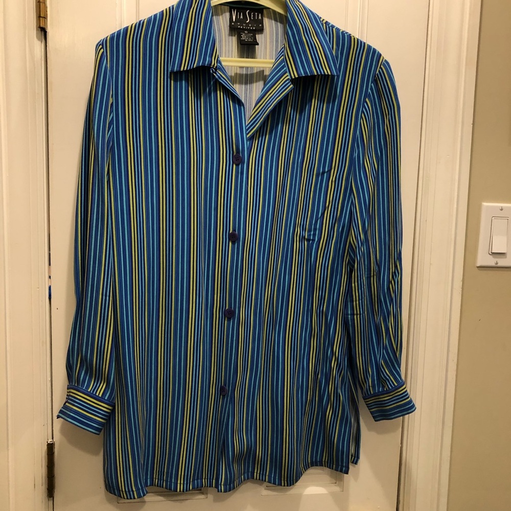 Via Seta Studio Silk Striped Blouse